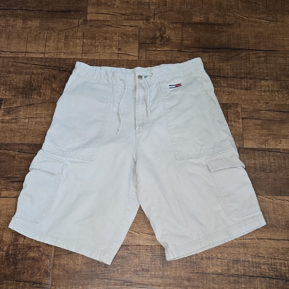 Vintage Tommy Hilfiger Cargo Shorts Drawstring‎ Flag Logo Y2K Streetwear Cotton